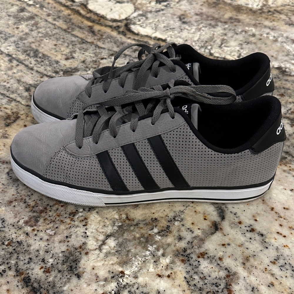 Adidas Men's Gray and Black Perforated Sneakers